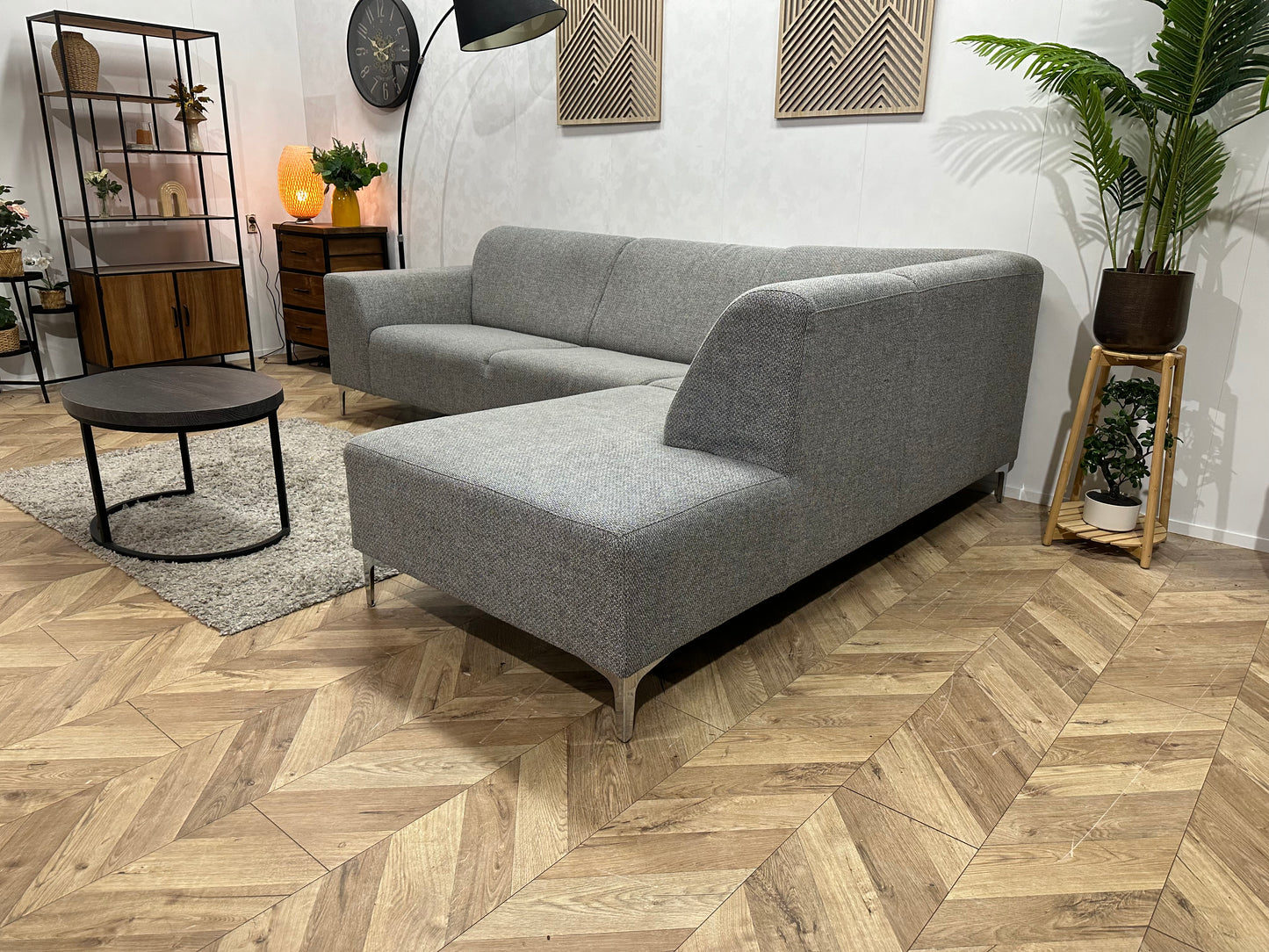 Grijze Hoekbank ~ Vaste Kussens