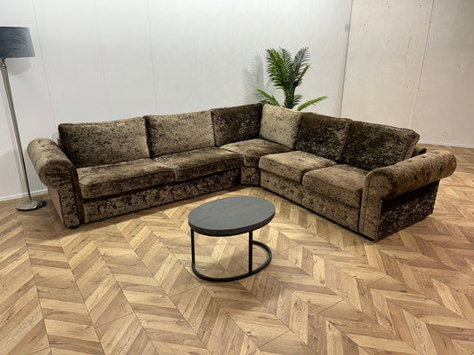 !Showroom Model! Bruine Velvet Hoekbank ~ Gecapptioneerd