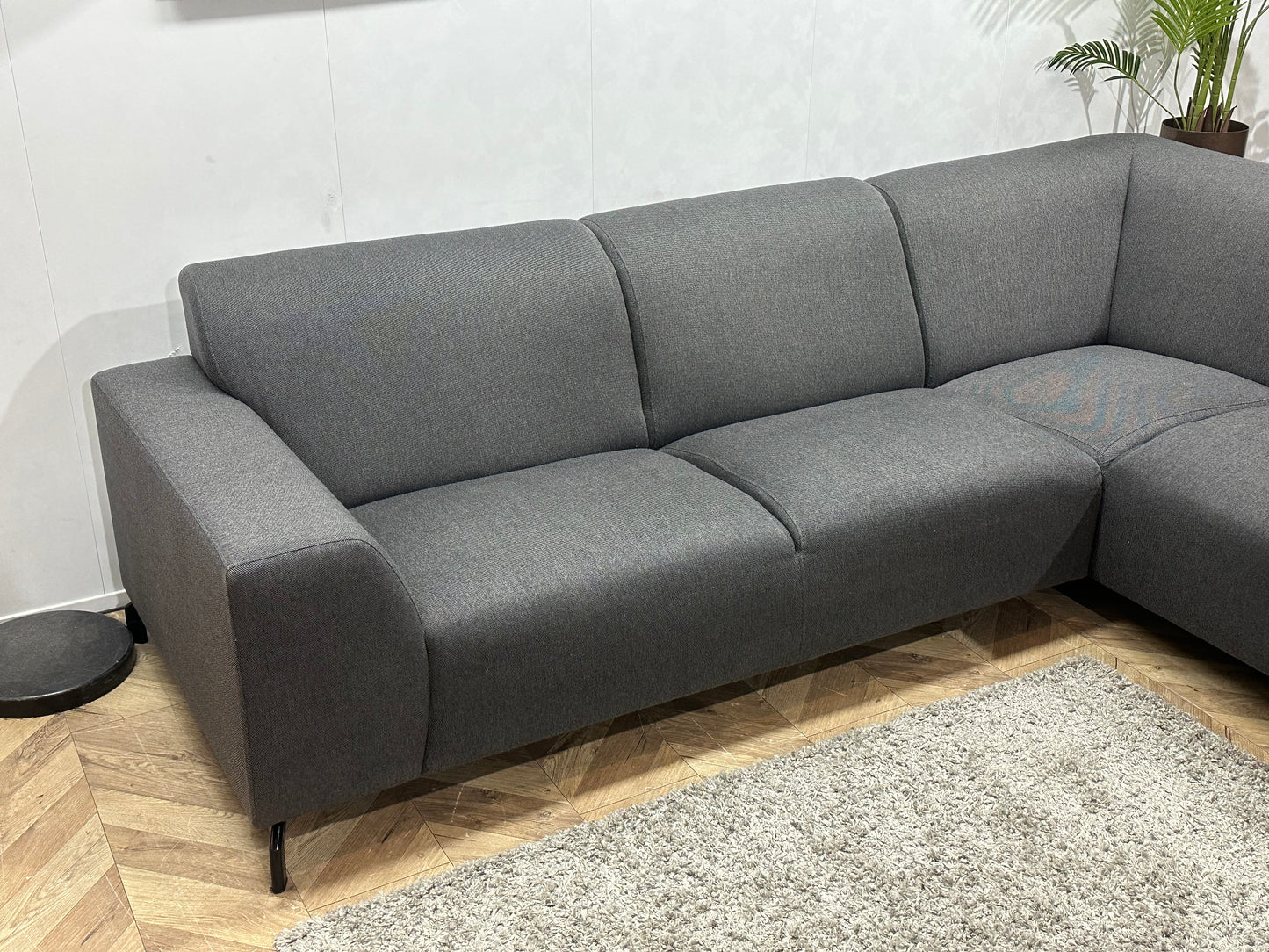 Antraciet Hoekbank ~ Vaste Kussens