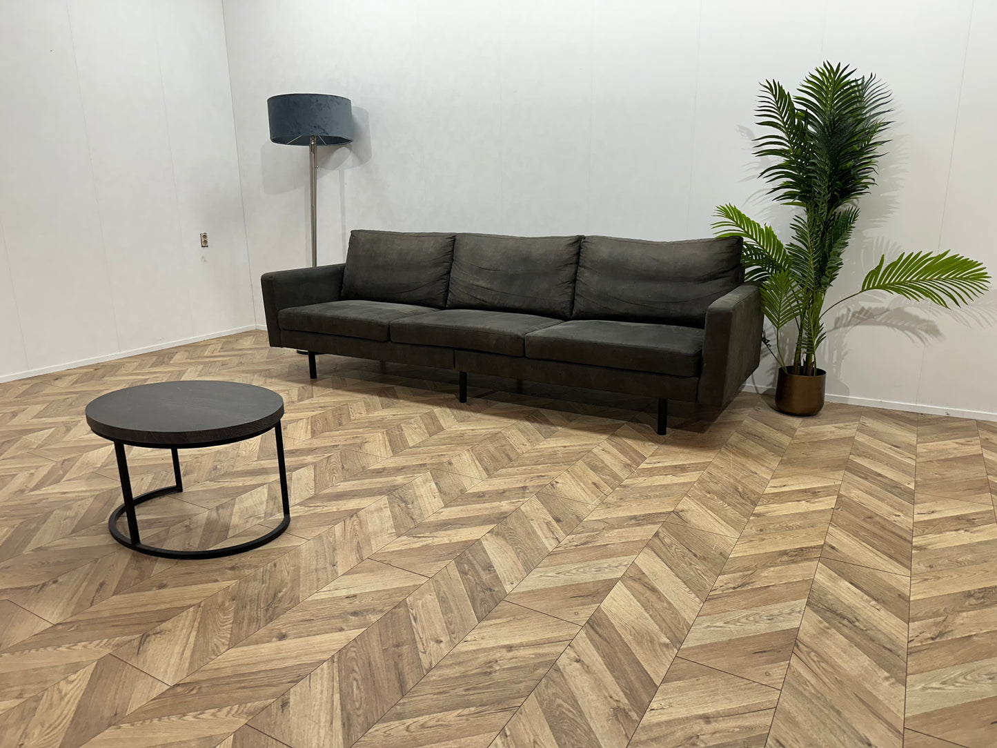 Antraciet Suède Lederen 3-Zits Bank ~ Losse Kussens Met Afneembare Hoezen