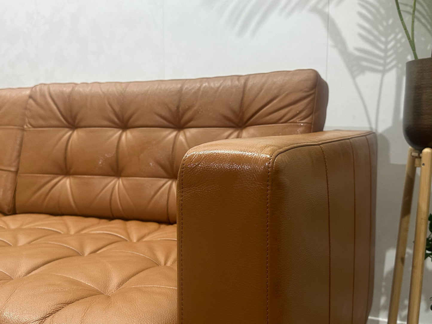 Cognac Bruine Echt Lederen Hoekbank Inc Hocker ~ Geïmpregneerd