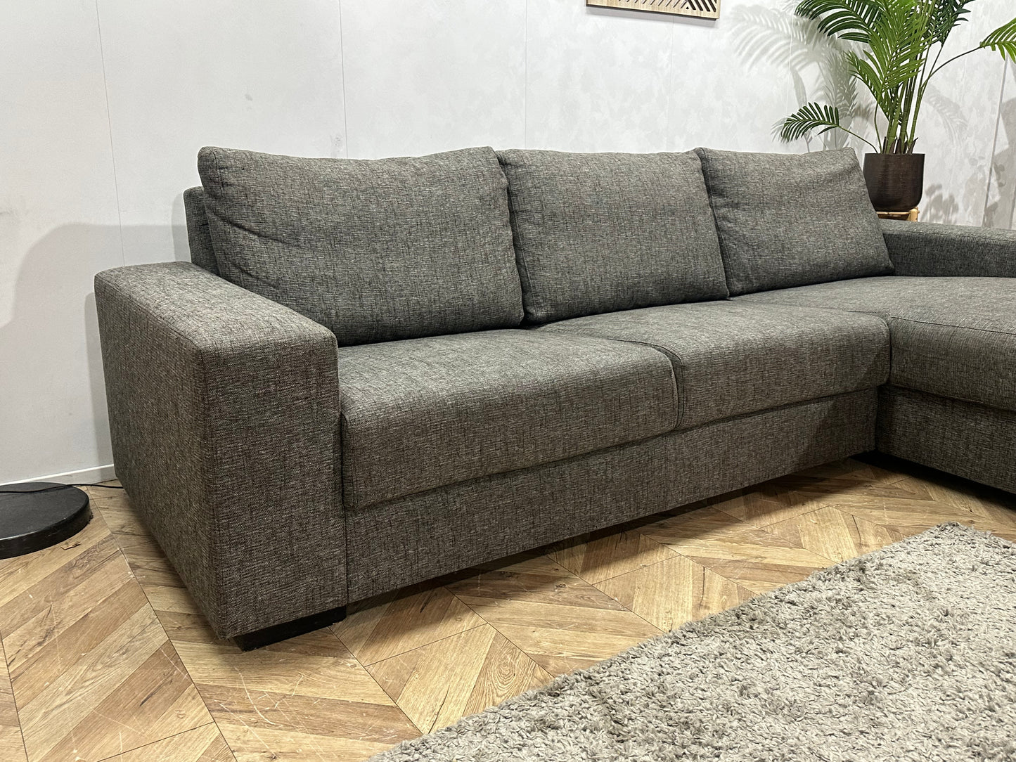 Antraciet Hoekbank ~ Vaste Kussens