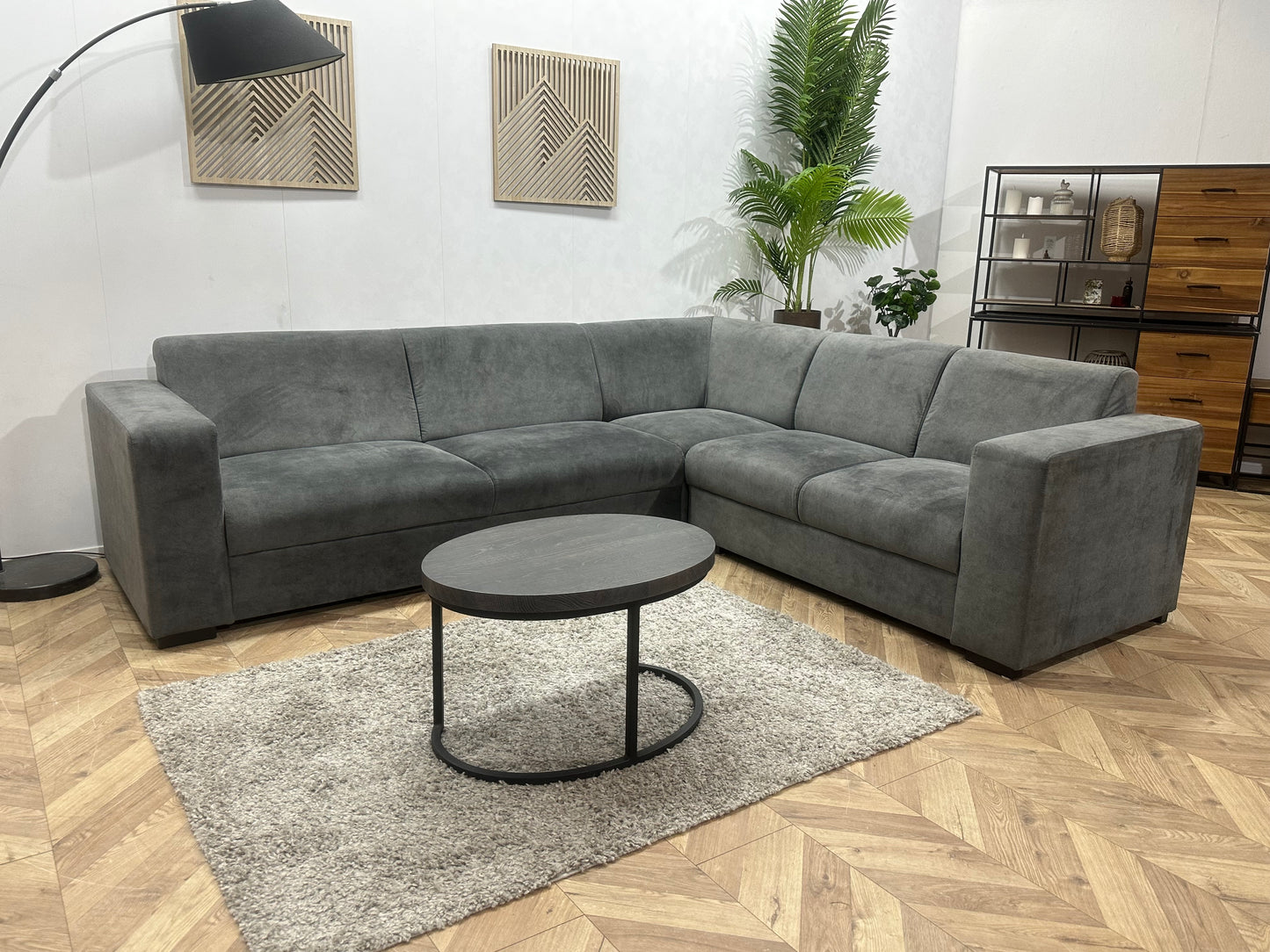 !Showroommodel! Antraciet Velvet Hoekbank