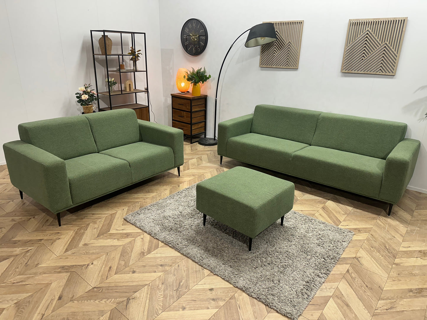 Goossens Groene Stoffen Banken Set Incl Hocker ~ Nieuwstaat