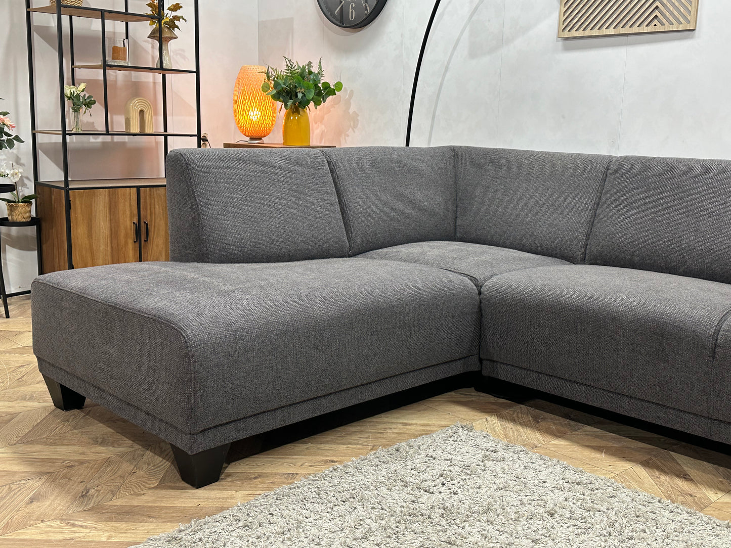 Antraciet Hoekbank ~ Verstelbare Armsteun