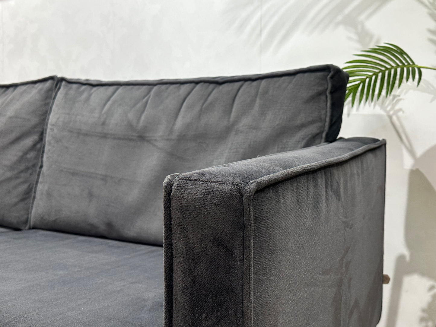 Be Pure Antraciet Velvet 2.5-Zits Bank Inc Hocker ~ Nieuwstaat