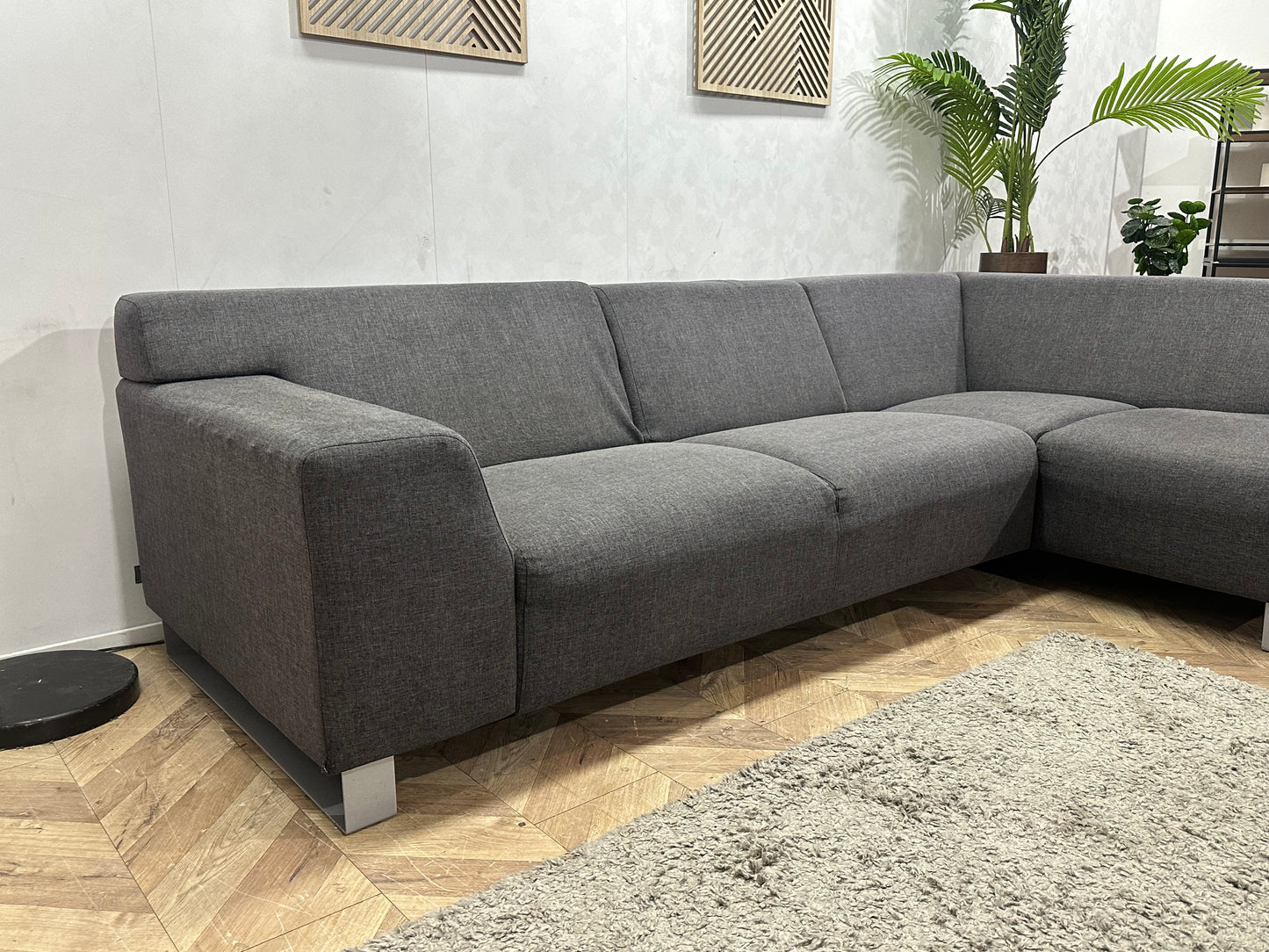Woood Antraciet Suede Stoffen Hoekbank ~ Vaste Kussens