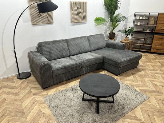 Antraciet Ribstof Hoekbank  ~ Losse Kussens Met Afneembare Hoezen