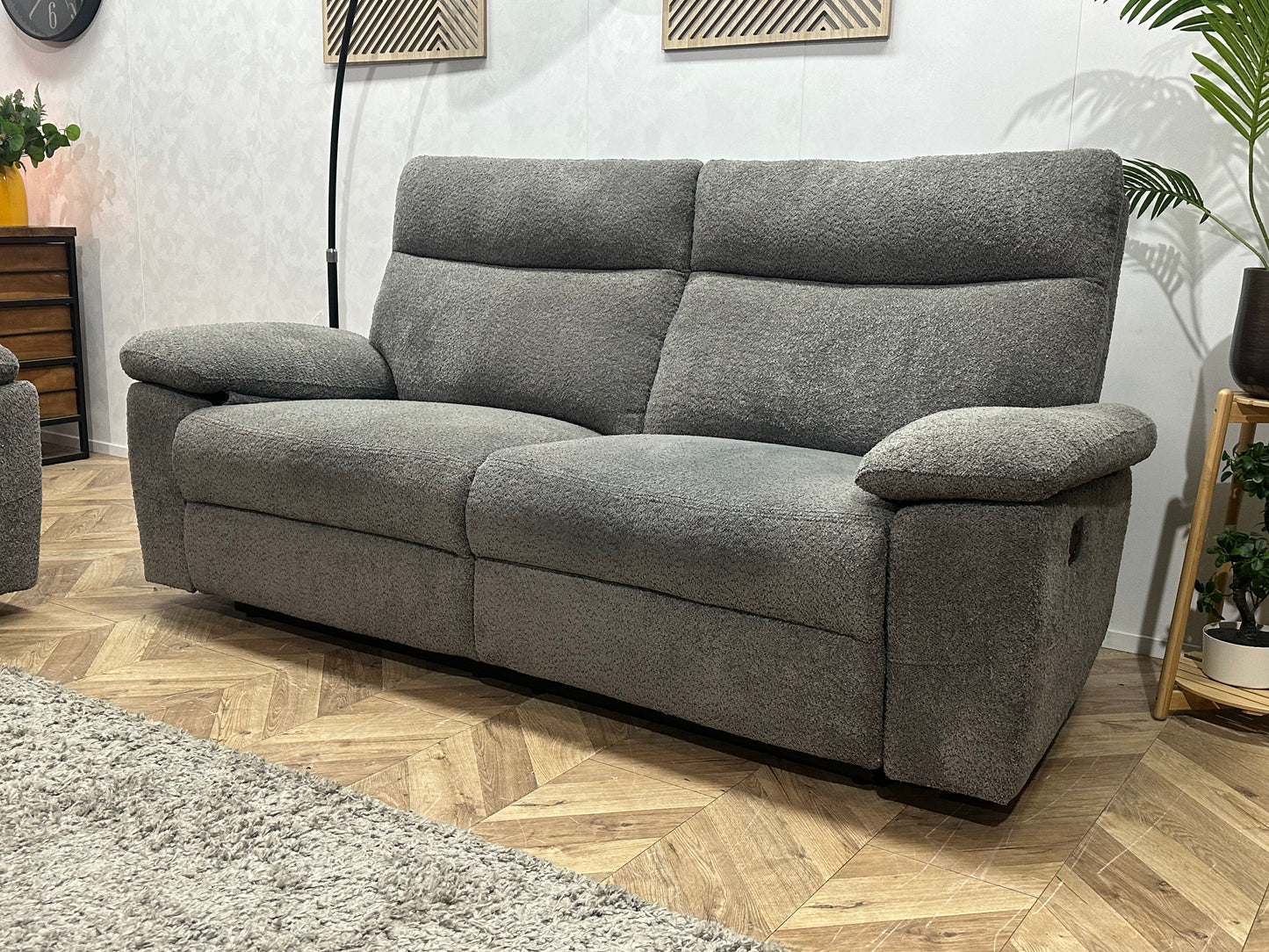 Grijze Bouclé Stoffen Banken Set ~ Relaxfunctie