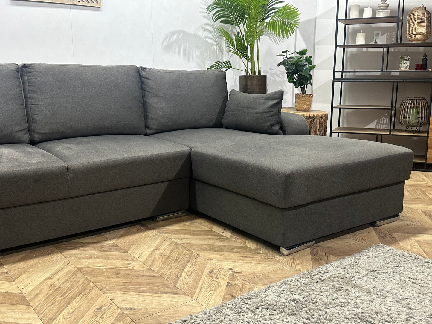!Showroommodel! Antraciet Suède Stoffen U Bank
