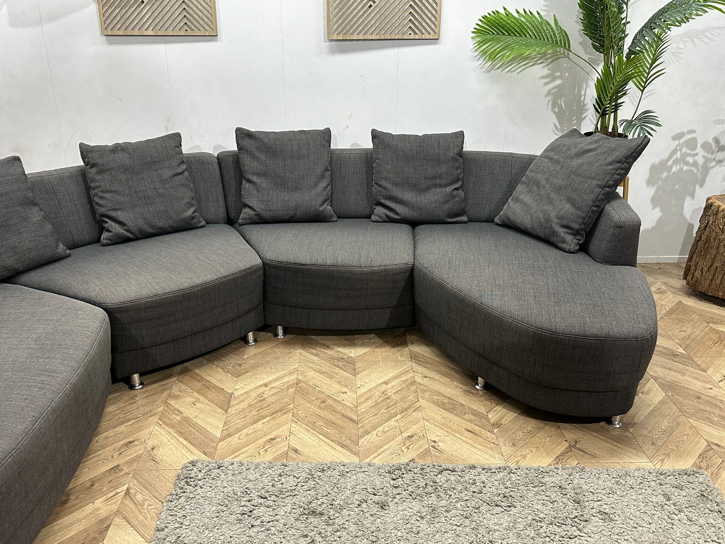 Lamonta Antraciet Design U Bank Inc Hocker ~ Losse Rugkussens Met Afneembare Hoezen