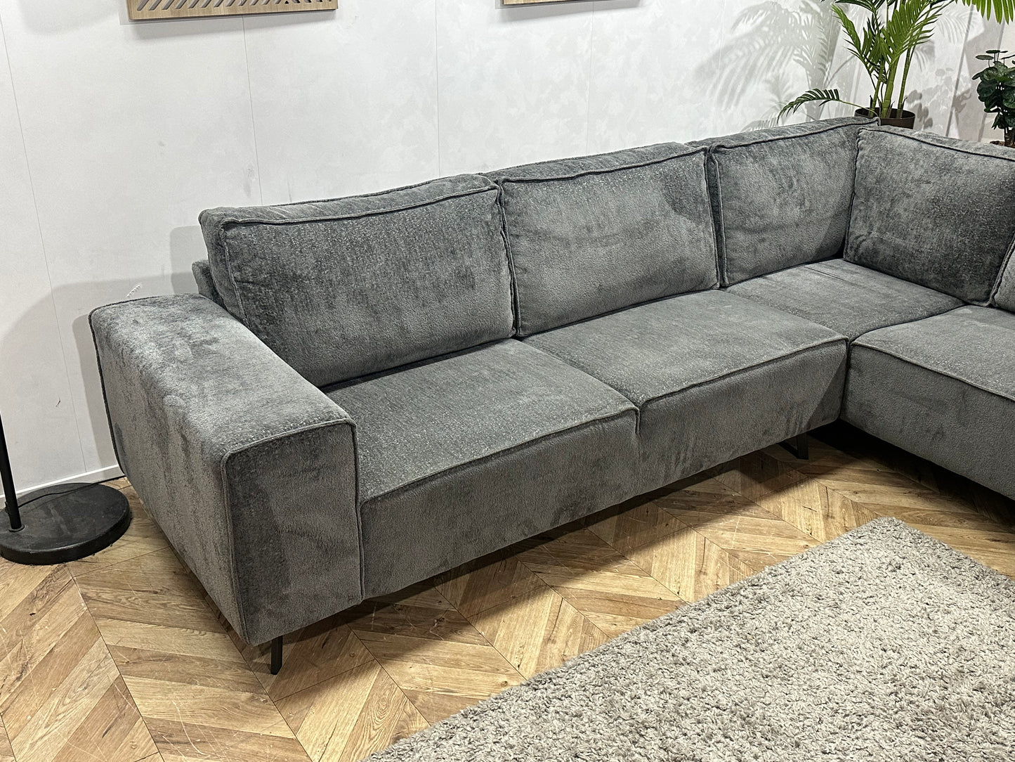 Antraciet Cremona Stoffen Hoekbank ~ Losse Rugkussens Met Afneembare Hoezen