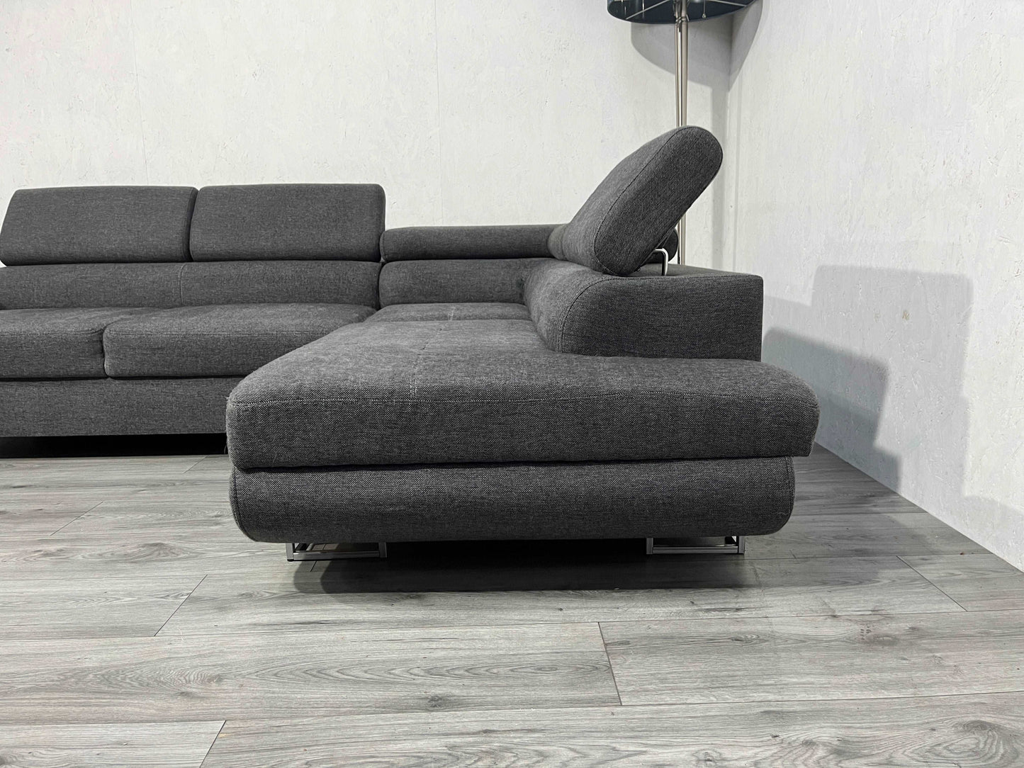 Antraciet Design Hoekbank ~ Verstelbare Hoofdsteunen