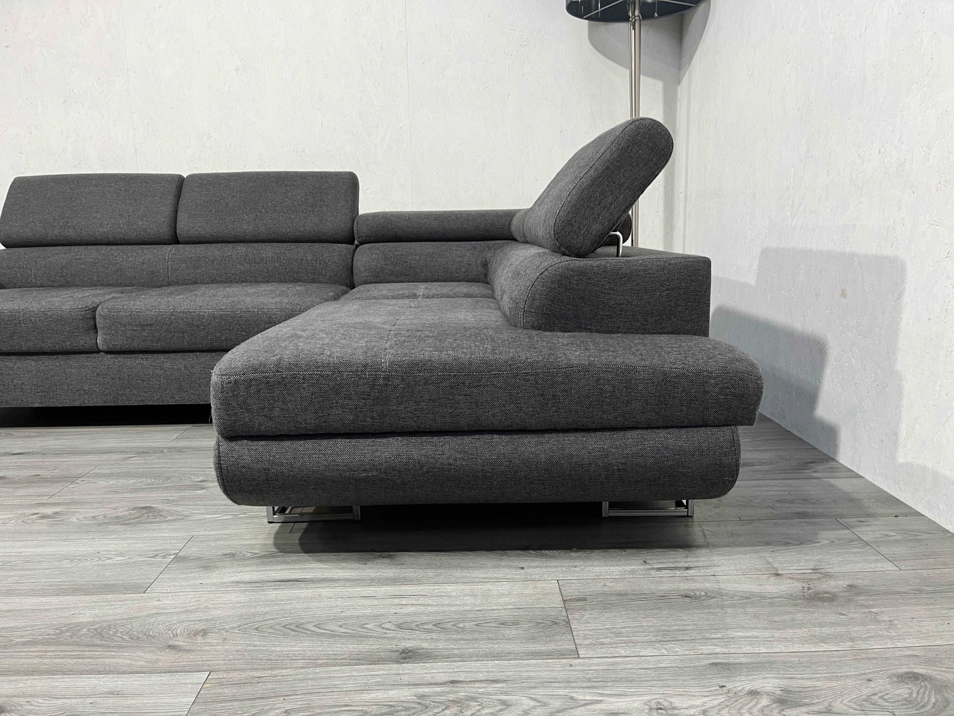 Antraciet Design Hoekbank ~ Verstelbare Hoofdsteunen