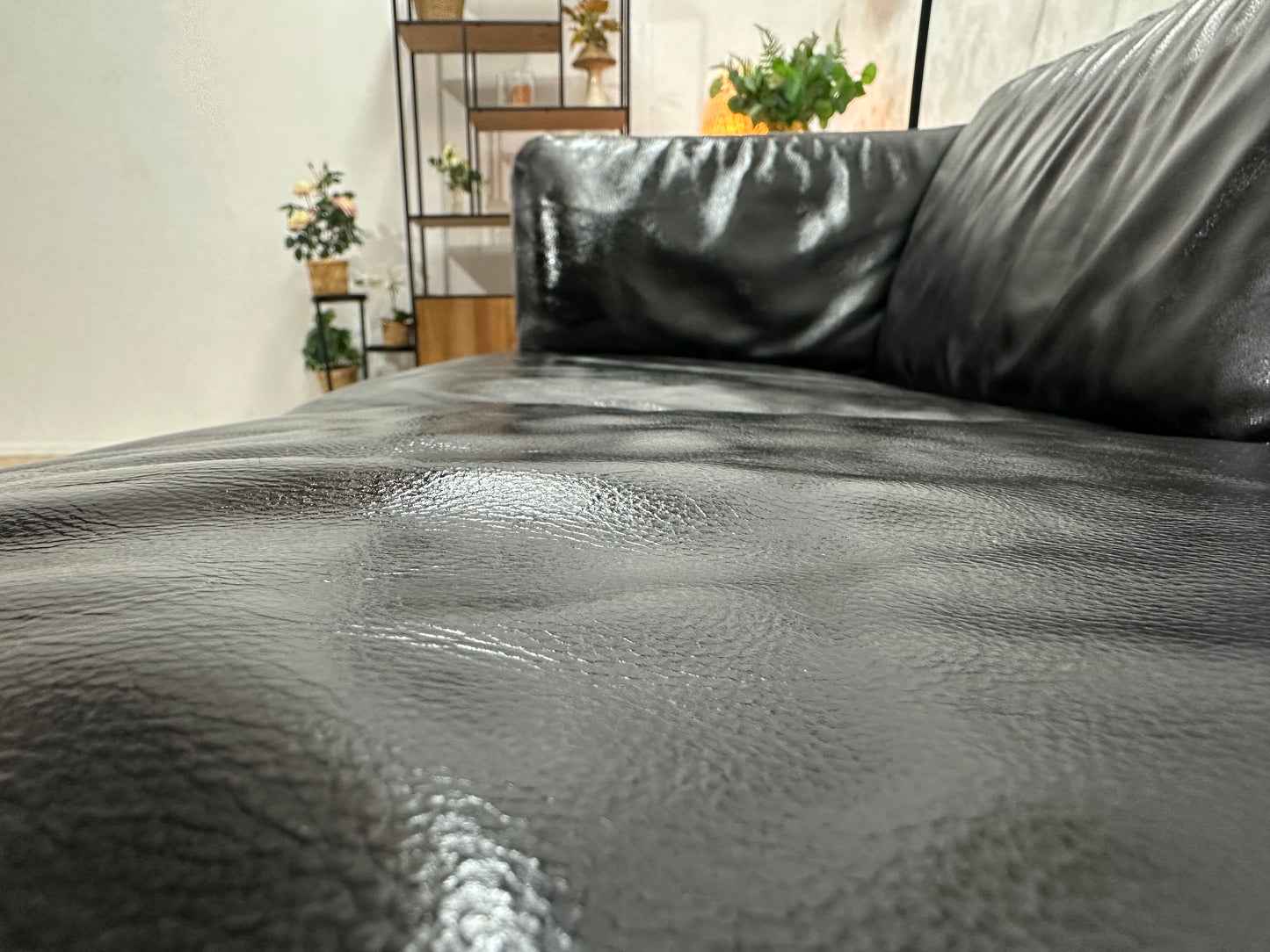 Chateau D’ax Zwarte Echt Lederen 2.5-Zits Bank Inc Hocker ~ Geïmpregneerd