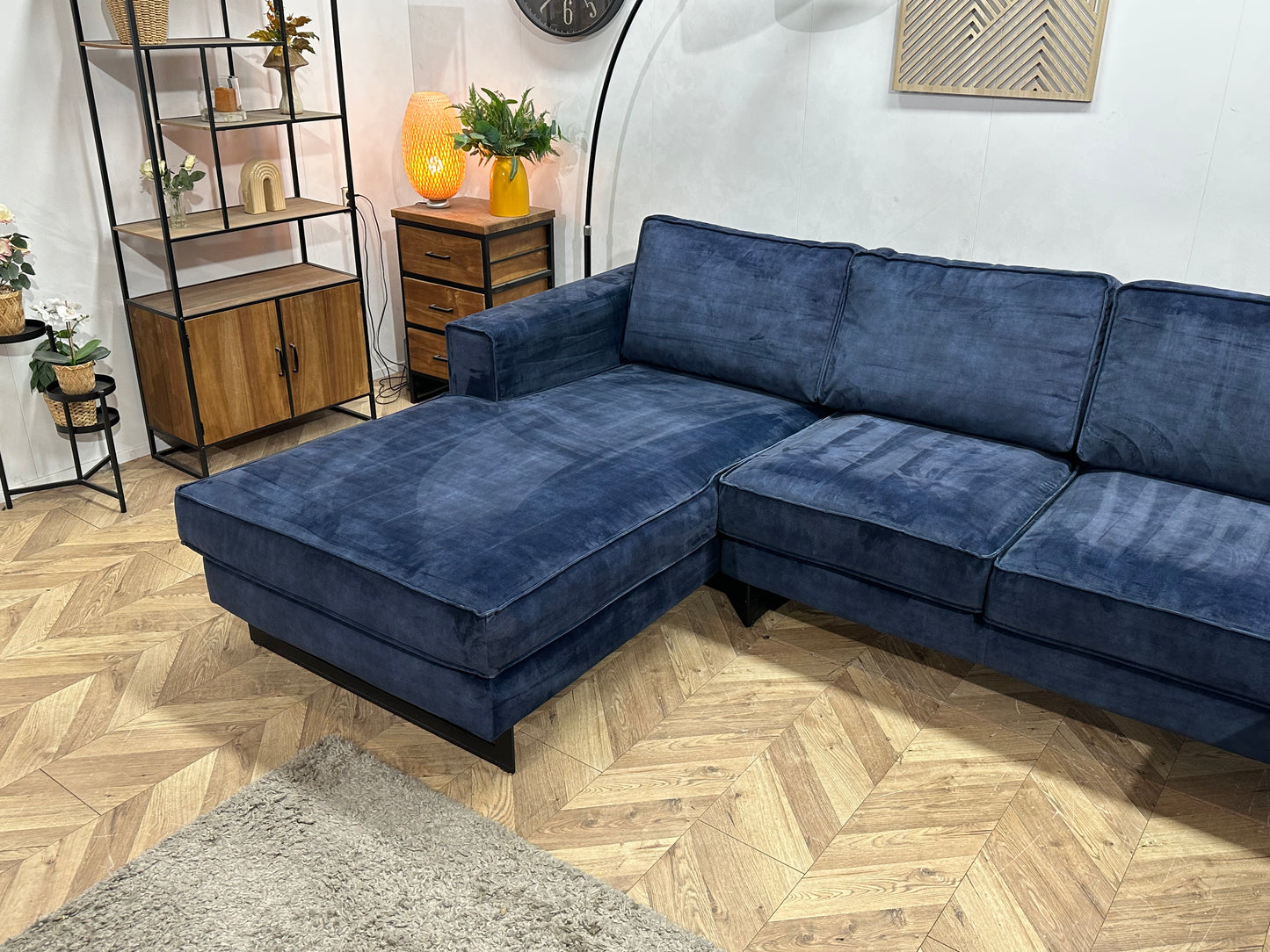 Blauwe Velvet U Bank ~ Losse Kussens Met Afneembare Hoezen