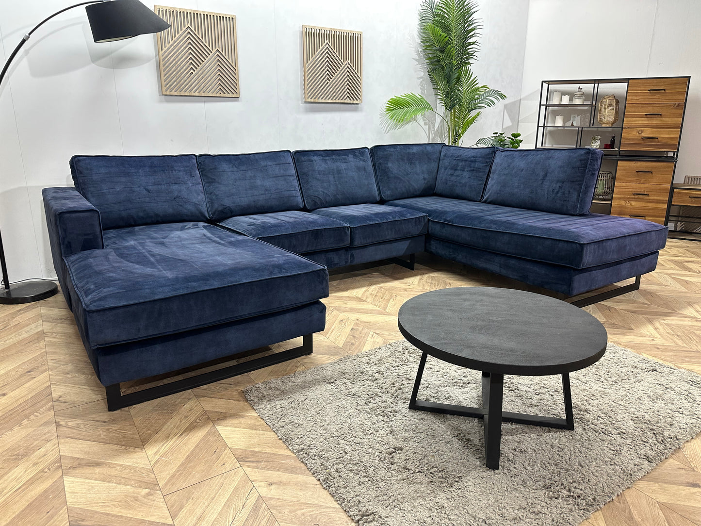 Blauwe Velvet U Bank ~ Losse Kussens Met Afneembare Hoezen