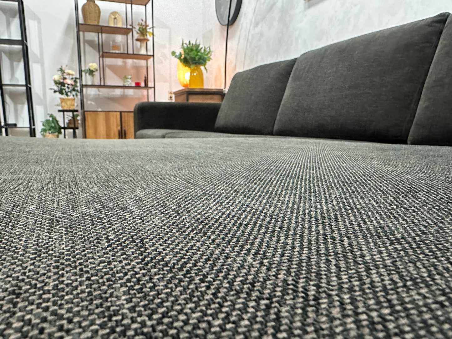 Antraciet Suède Stoffen Hoekbank ~ Losse Kussens Met Afneembare Hoezen