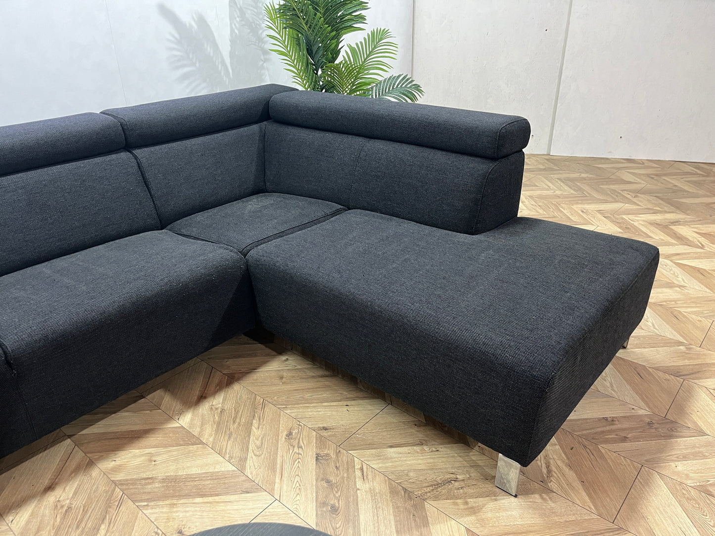 IN.HOUSE Zwarte Hoekbank ~ Verstelbare Hoofdsteunen