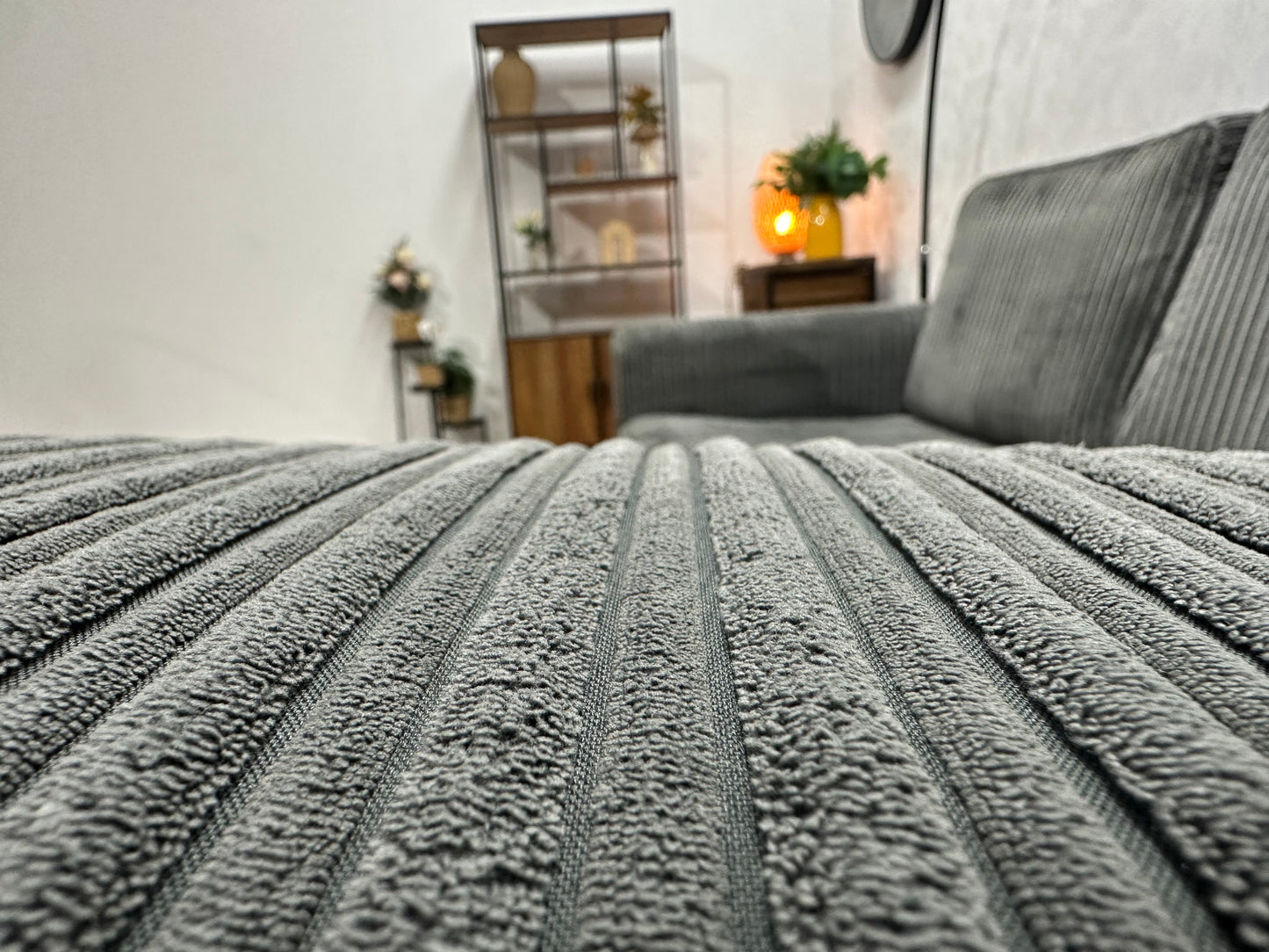 Antraciet Ribstof Hoekbank  ~ Losse Kussens Met Afneembare Hoezen