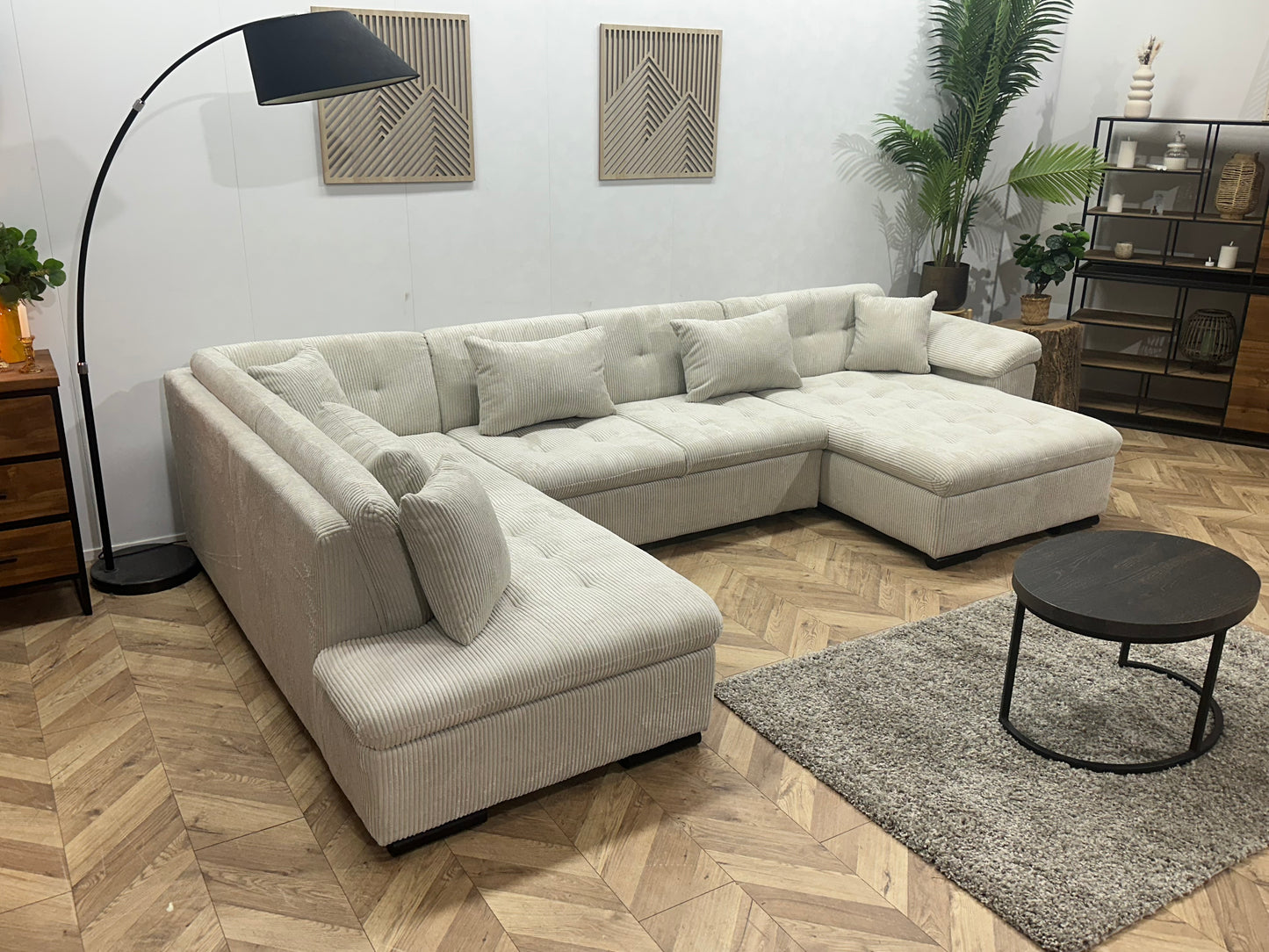 !Showroommodel! Witte Ribstof U Bank