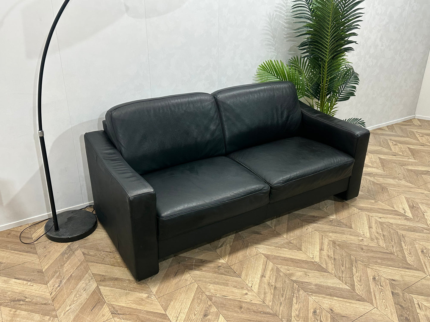 Zwart Echt Lederen 2.5-Zits Bank ~ Vaste Kussens