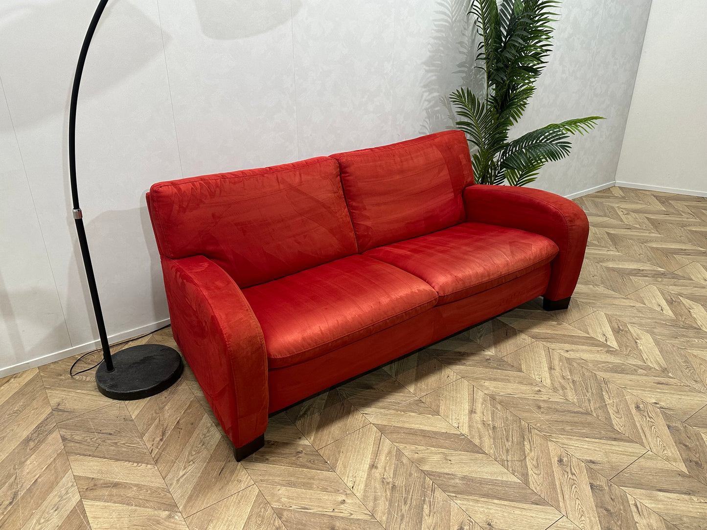 Caliaitalia Rode Suède Stoffen 2.5-Zits Bank ~ Vaste Kussens