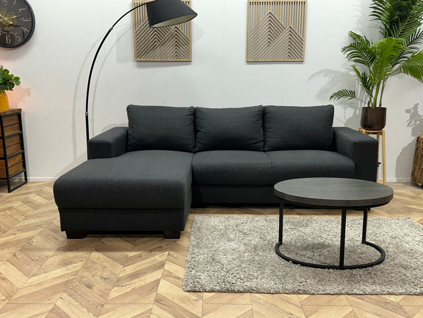 Antraciet Hoekbank ~ Losse Rugkussens Met Afneembare Hoezen