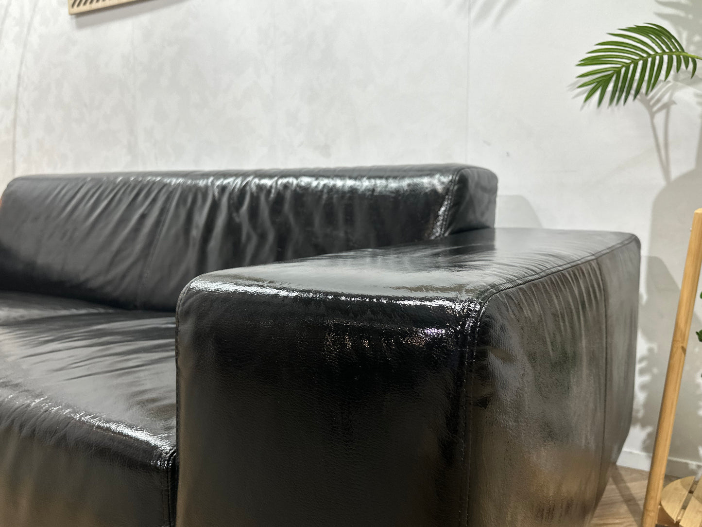 Zwarte Echt Lederen 2.5-Zits Bank ~ Geïmpregneerd