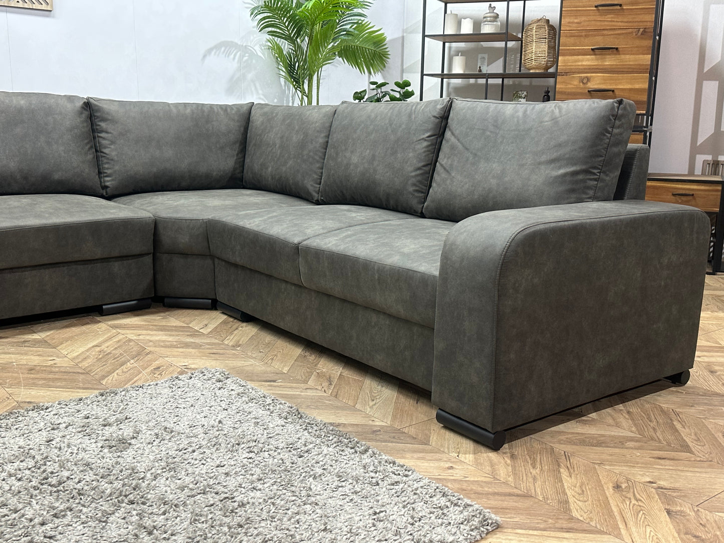 !Showroommodel! Antraciet Suède Stoffen U Bank