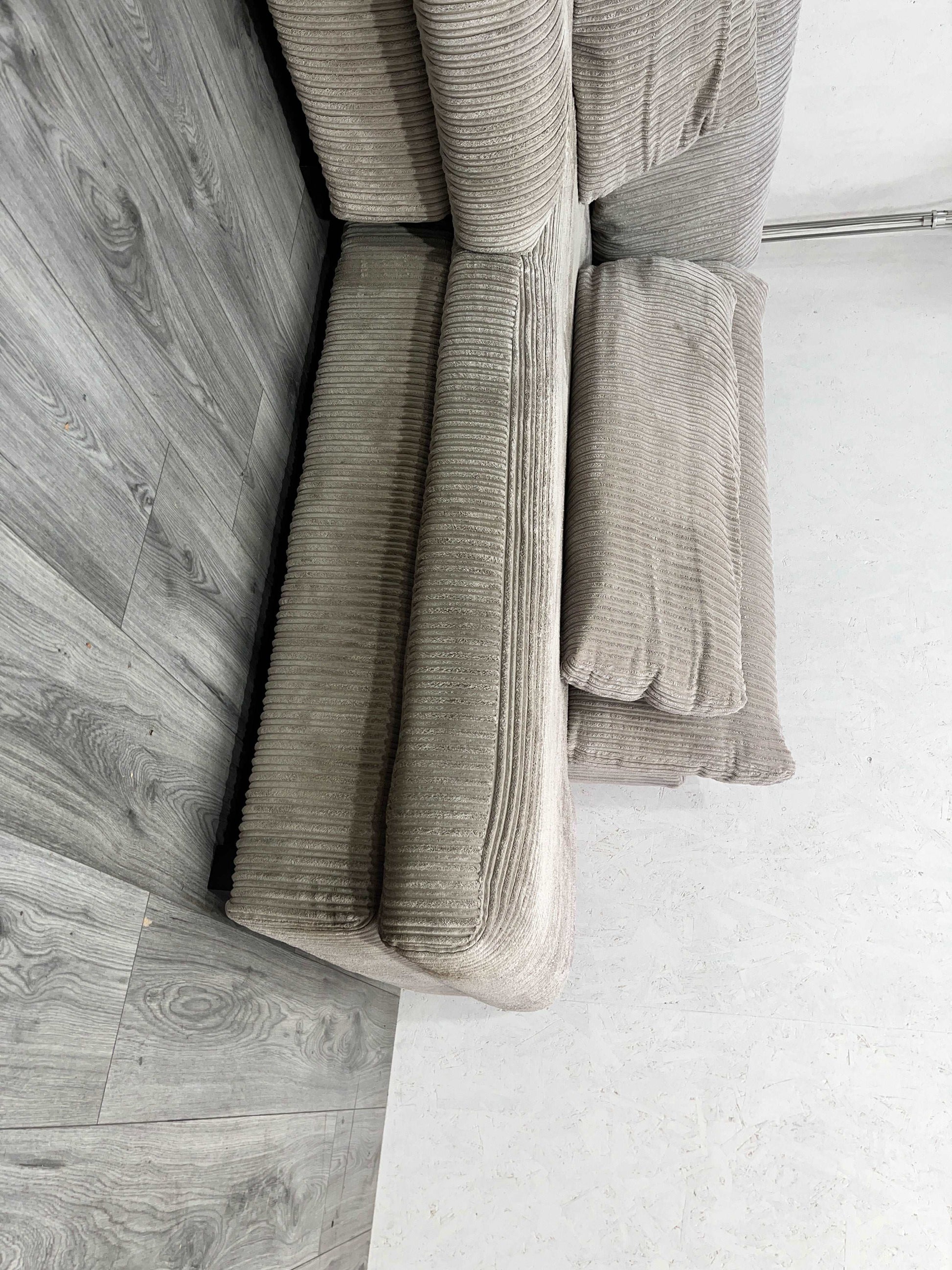 Beige Ribstof Hoekbank ~ Afritsbare Kussen Hoezen