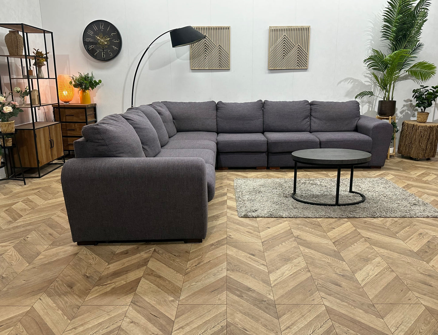 Grijze Hoekbank ~ Vaste Kussens