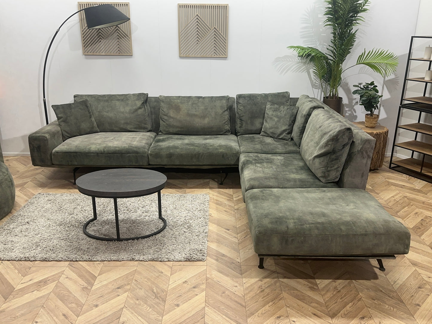 Passe Partout Groene Velvet Ruime Hoekbank Inc Fauteuil ~ Losse Kussens Met Afneembare Hoezen