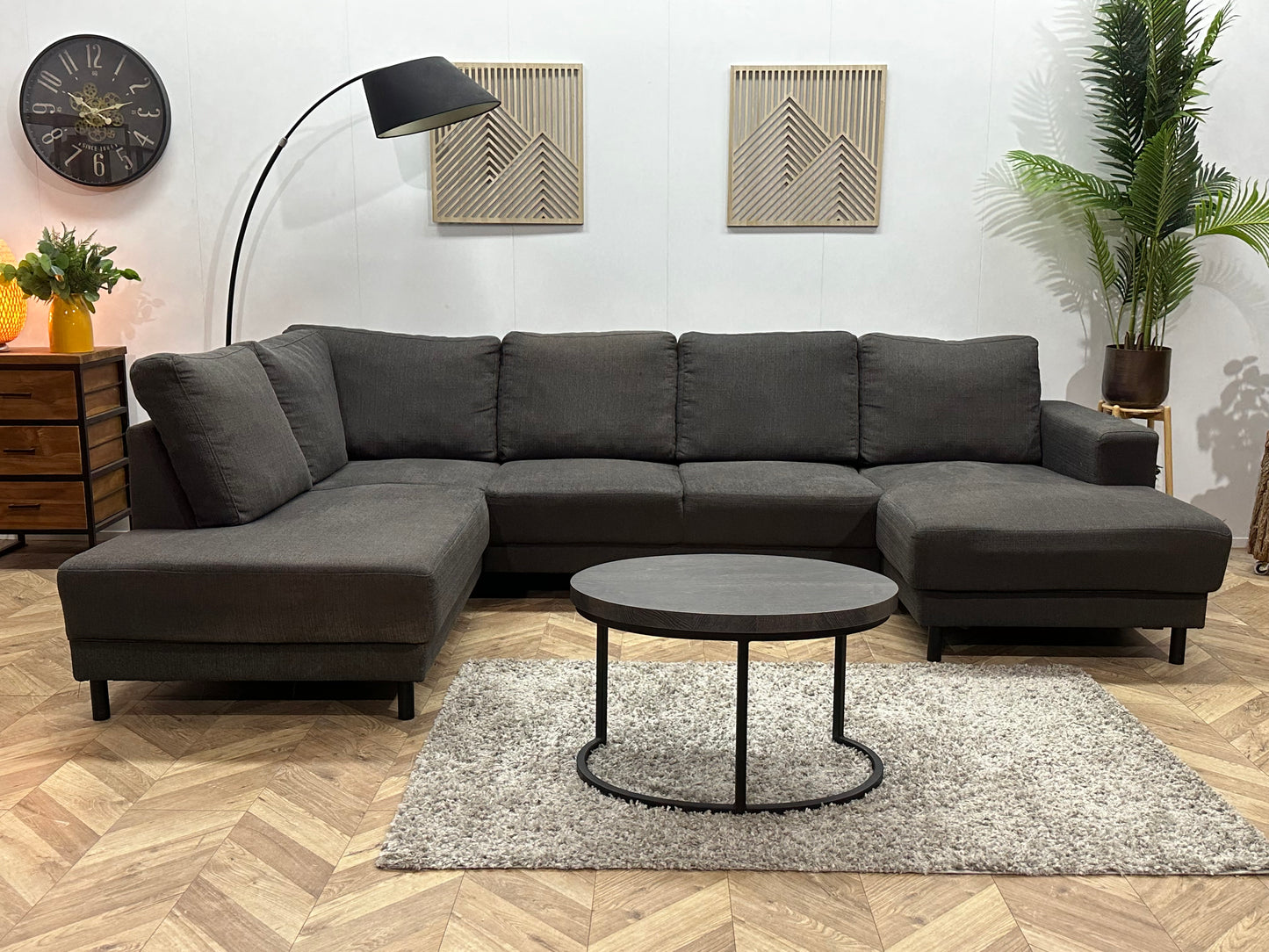 Antraciet U Bank ~ Losse Rugkussens Met Afneembare Hoezen