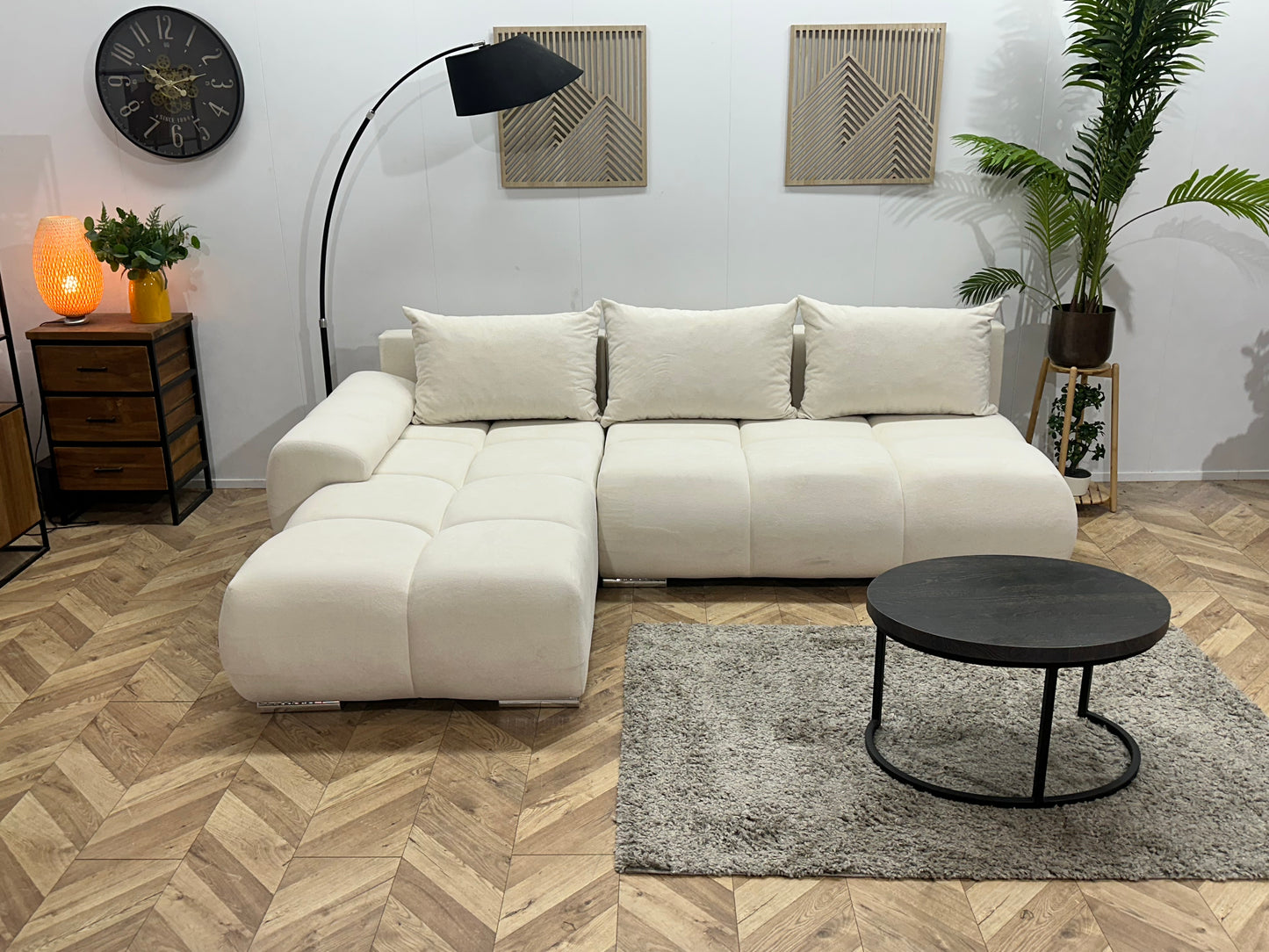 !Showroommodel! Witte Velvet Hoekbank