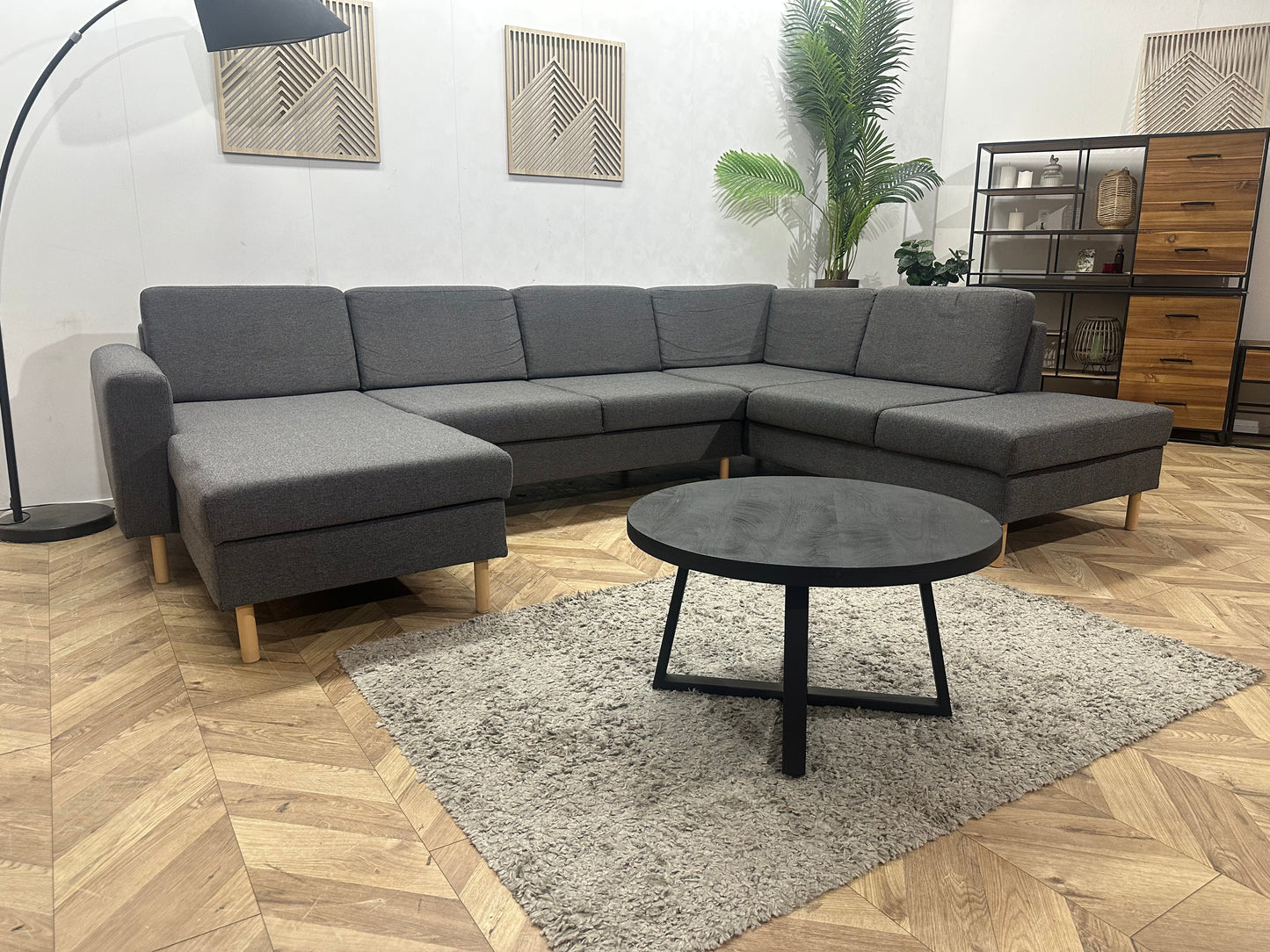 Antraciet U Bank ~ Losse Rugkussens Met Afneembare Hoezen
