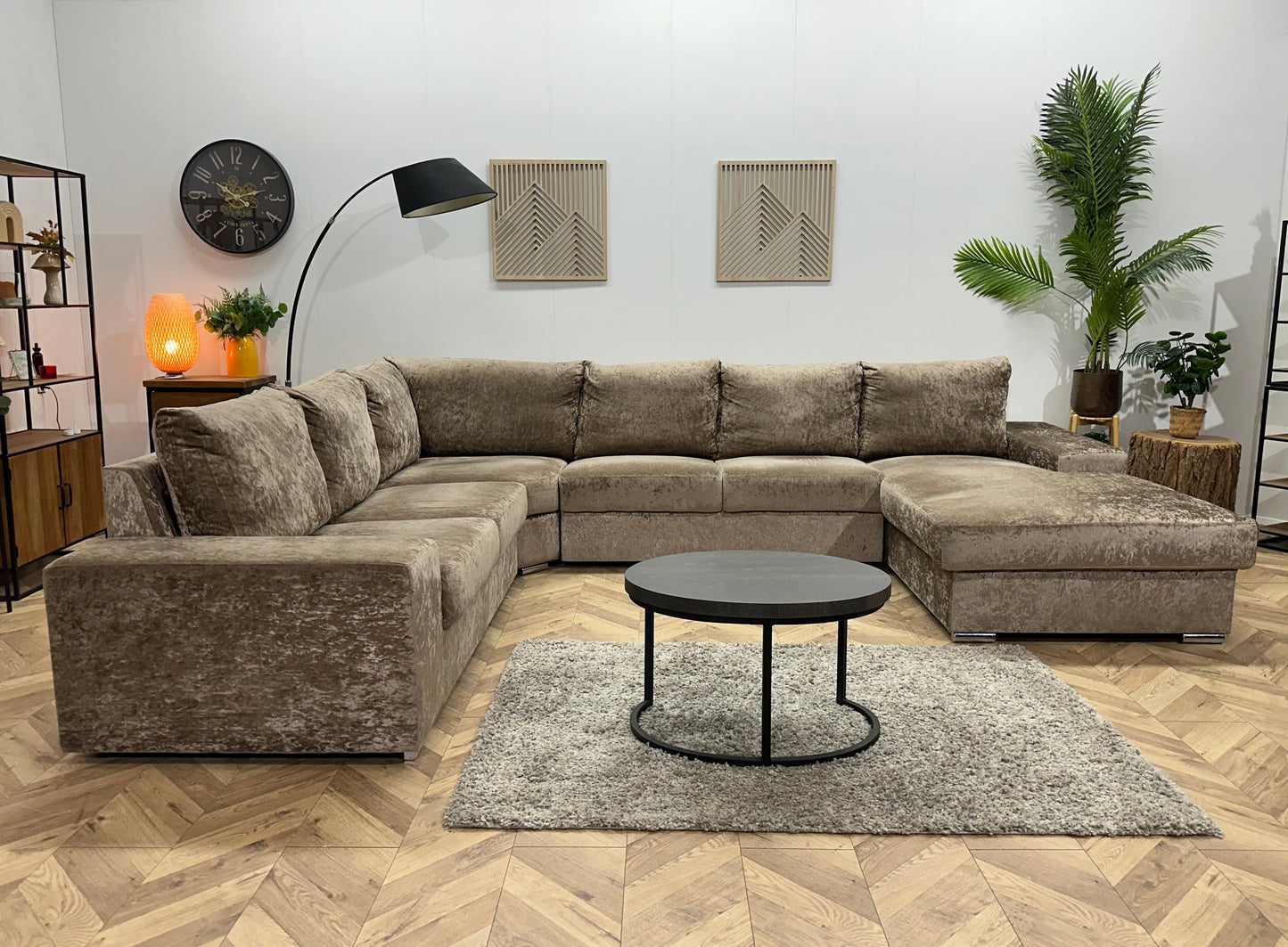Bruine Velvet  U Bank ~ Losse Rugkussens Met Afneembare Hoezen