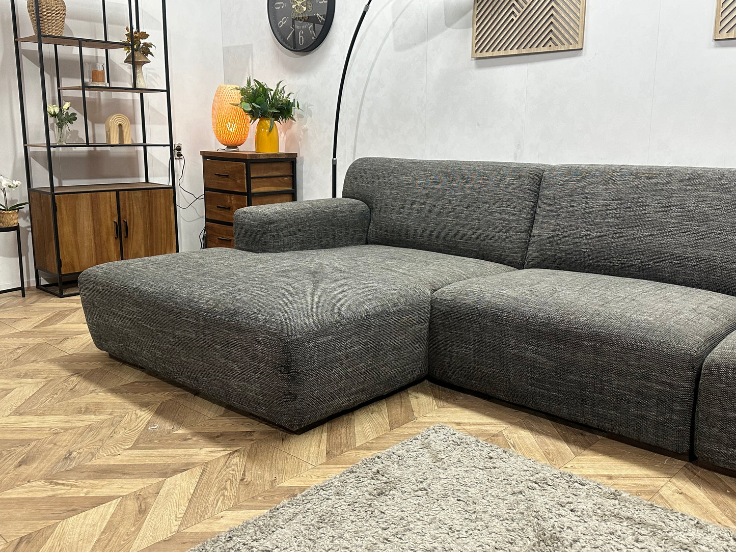 Antraciet Hoekbank ~ Vaste Kussens