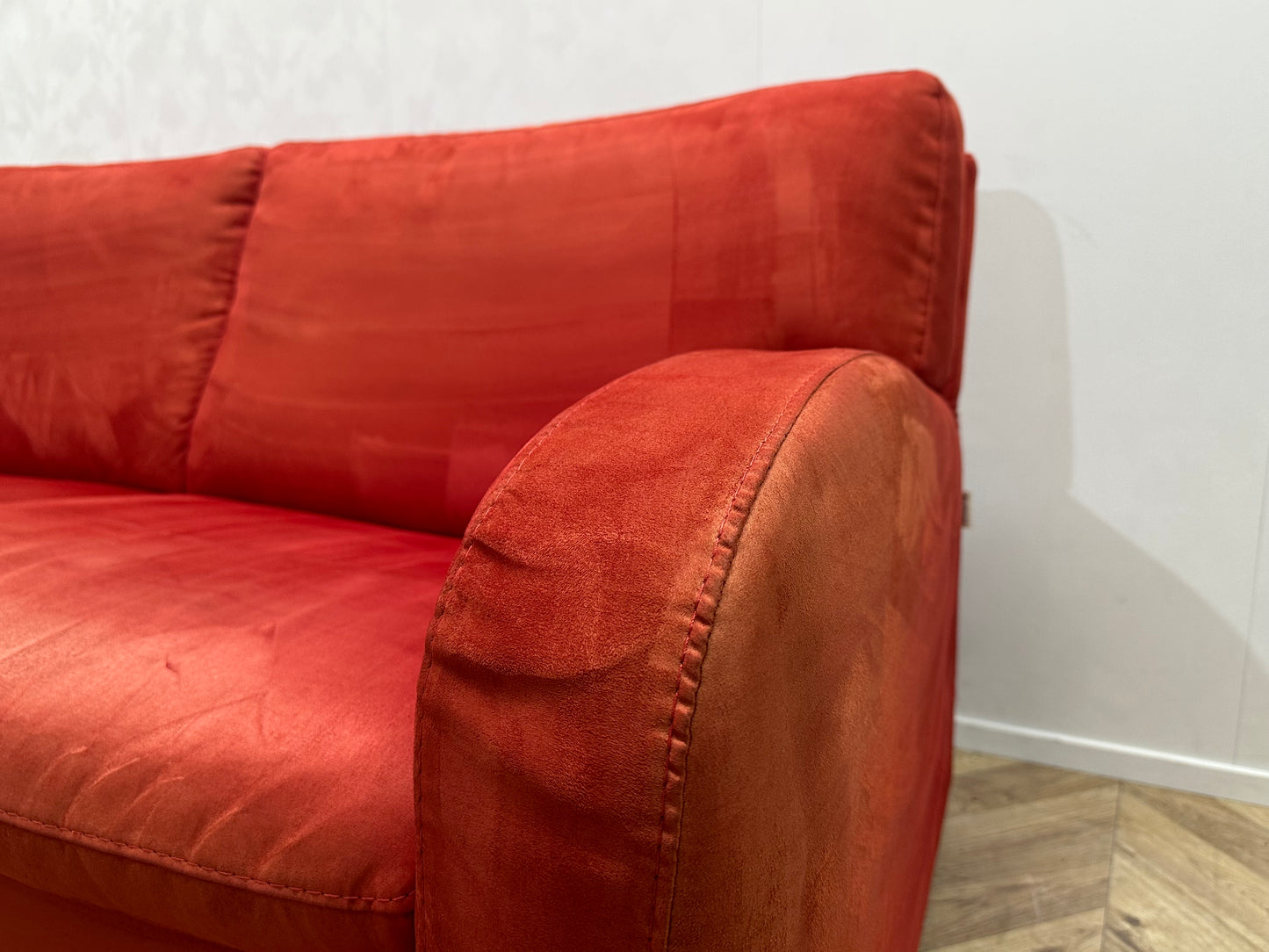 Caliaitalia Rode Suède Stoffen 2.5-Zits Bank ~ Vaste Kussens