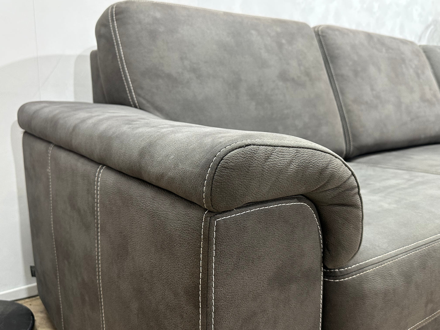 DSense Antraciet Suede Stoffen Hoekbank ~ Vaste Kussens