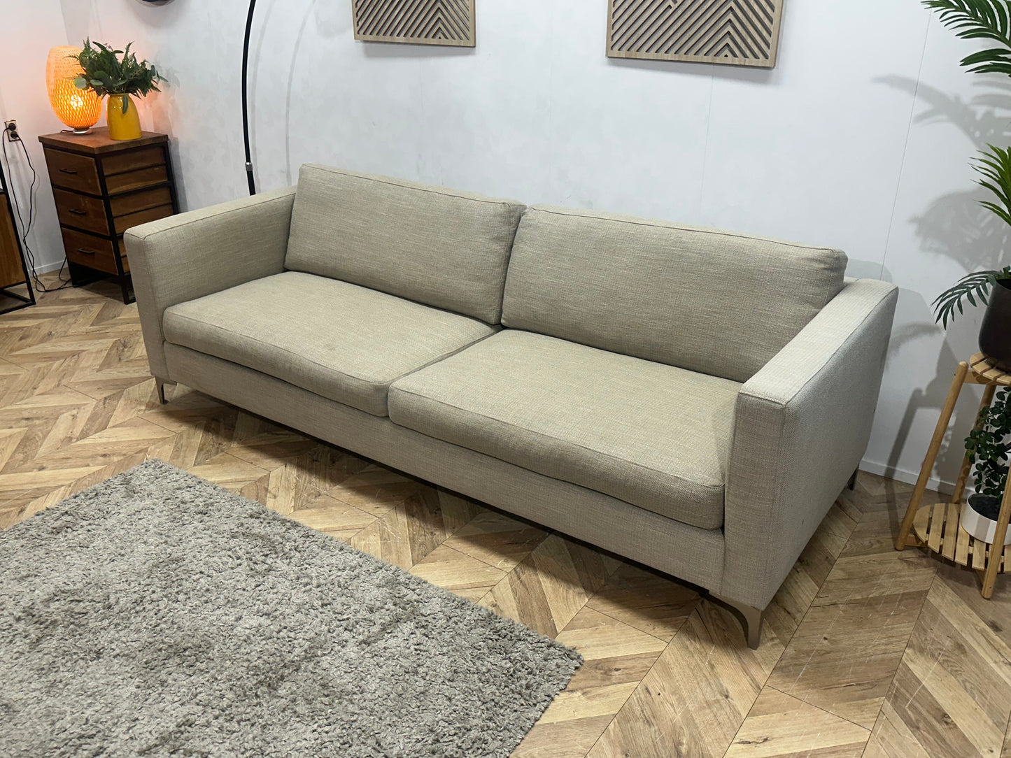 Keijser & Co Beige 3-Zits Bank ~ Losse Kussens Met Afneembare Hoezen