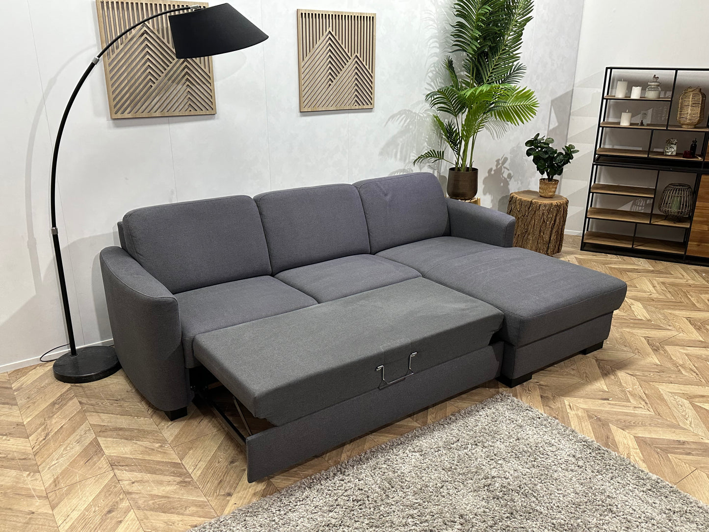 Grijze Hoekbank ~ Slaapfunctie