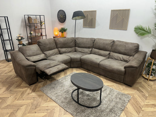 Bruine Suède Stoffen Hoekbank ~ Relaxfunctie