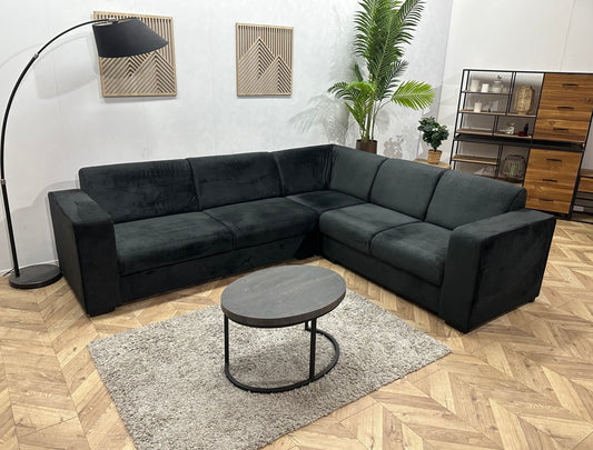 !Showroommodel! Zwarte Velvet Hoekbank