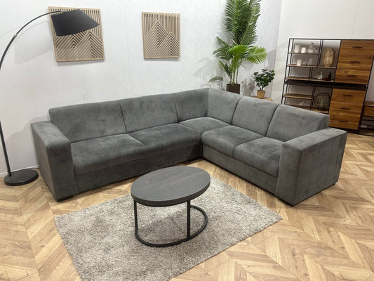 !Showroommodel! Antraciet Velvet Hoekbank