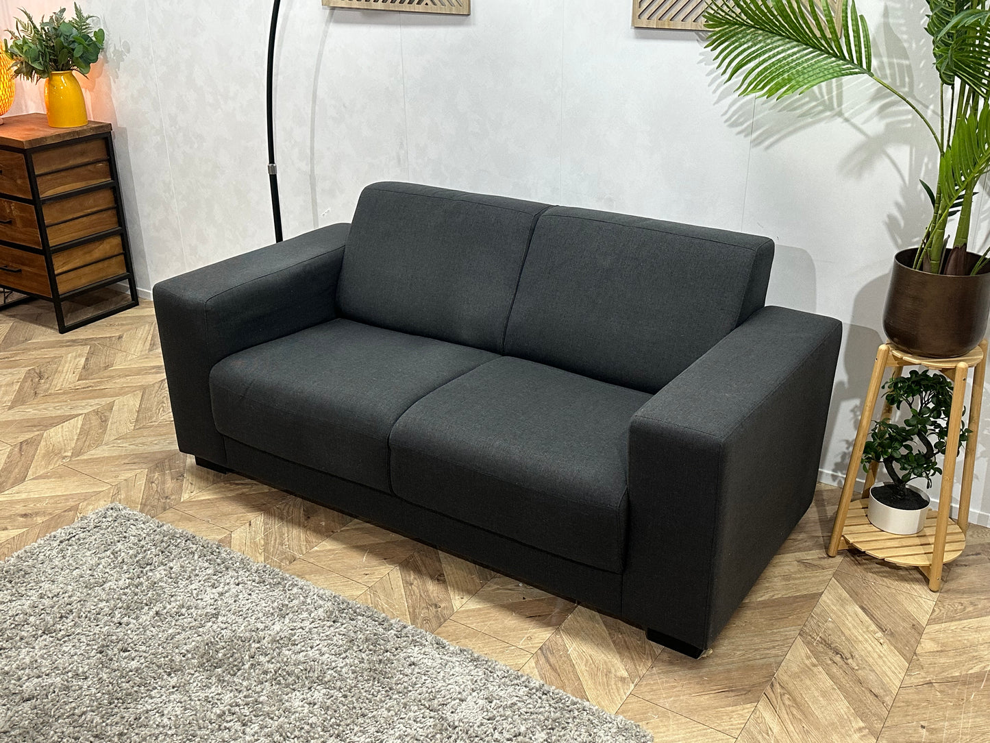 Antraciet 2.5-Zits Bank ~ Vaste Kussens