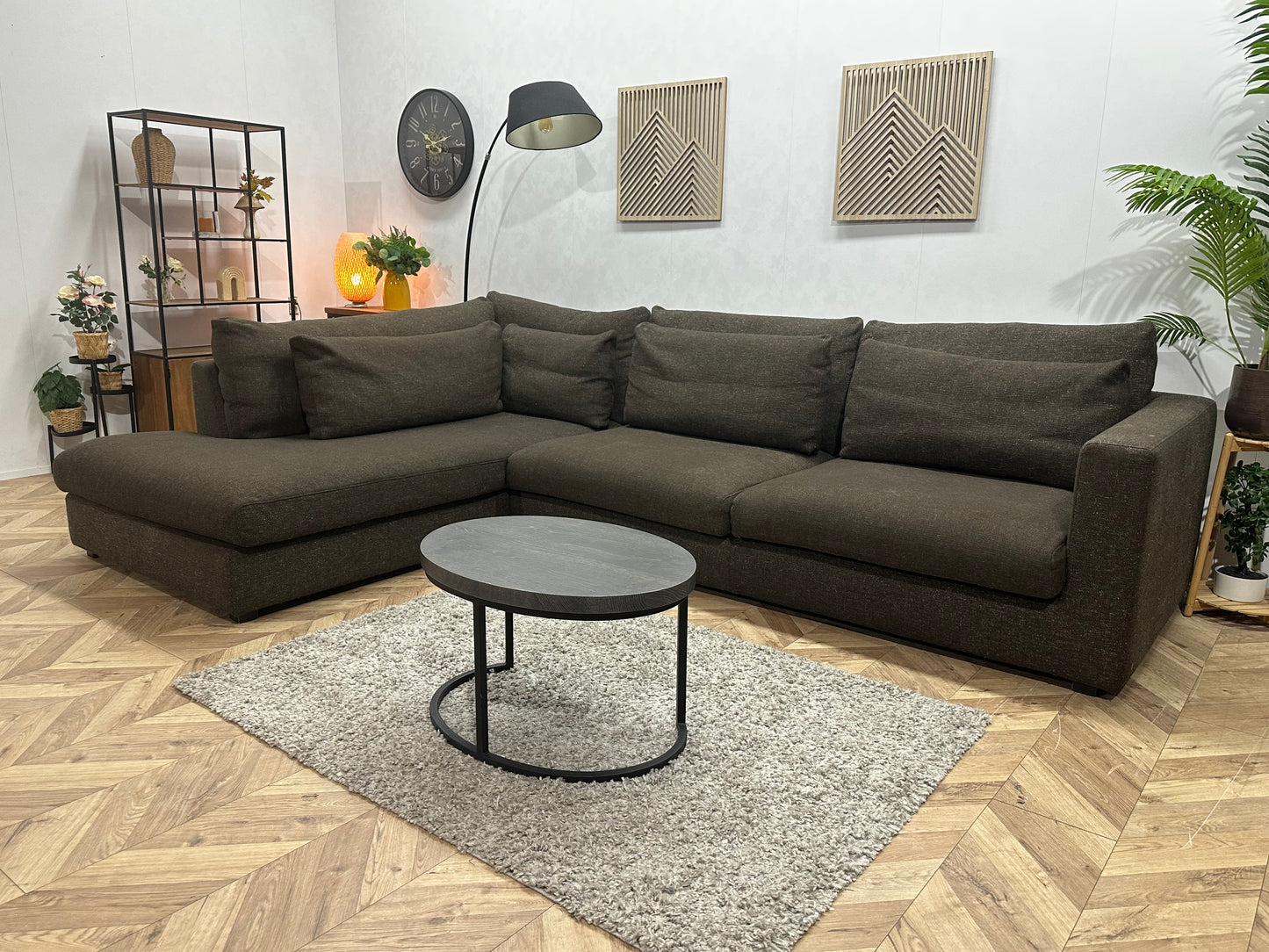 Bruine Hoekbank ~ Losse Kussens Met Afneembare Hoezen