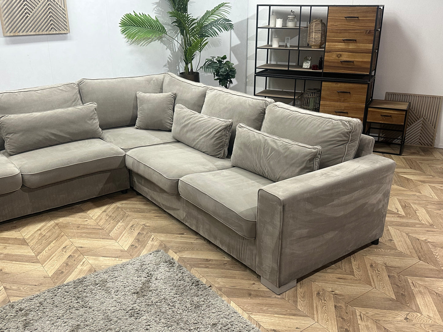 Beige Velvet U Bank ~ Losse Kussens Met Afneembare Hoezen