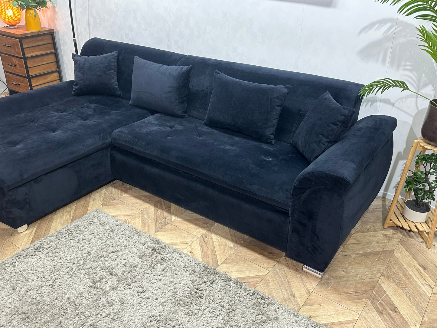 !Showroommodel! Zwarte Velvet Hoekbank ~ Slaapfunctie