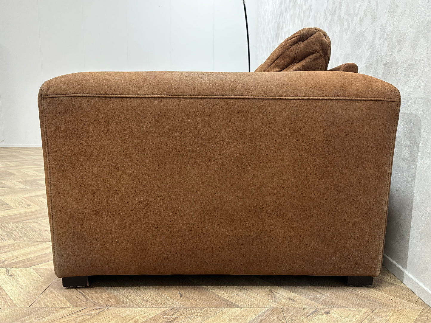 Cognac Bruine Suède Lederen 2.5-Zits Bank ~ Losse Kussens Met Afneembare Hoezen